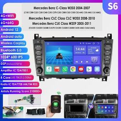 64GB CarPlay Android 12.0 Autoradio GPS Wifi Mercedes CLC/CLK/C Klasse W203 W209
