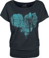 Full Volume by EMP Damen schwarzes lockeres T-Shirt mit Herz-Print