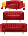 % ROT RED SAMT SET 3-2-1 SOFAGARNITUR COUCH SESSEL 3 SITZER SOFA WOHNLANDSCHAFT