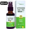 Vitamin D3 K2 Tropfen 50ml hochdosiert, 99,7% All Trans MK7 Premium