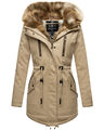 Navahoo warme Damen Winter Jacke lang Teddyfell Winterjacke Parka Mantel B648