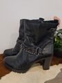 MJUS Echtleder-Stiefeletten Stiefel Boots Gr. 38 schwarz Fesselband wie NEU 