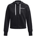 Sweatshirt Damen, Under Armour Essential Fleece Script FZ Hoodie, Schwarz