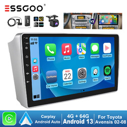Android 13 4+64G Autoradio Carplay GPS DAB+ BT AHD Cam Für Toyota Avensis 02-08