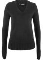 Neu Pullover mit V-Ausschnitt Gr. 36/38 Schwarz Damen Langarm Strickpullover