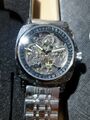 Automatische Tourbillon Uhr  Skeleton mit Ornamenten, Glasboden, Stahlarmband