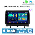 Fur Renault Clio 3 2005-2014 CarPlay Android 13 Autoradio Sat Nav GPS BT DAB SWC