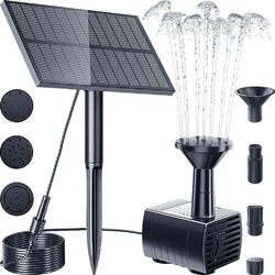 SolarPumpe Brunnen 2.5W Springbrunnen Pumpenset Akku Garten Teichpumpe 200L/H