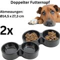 Hundenapf Katzennapf Doppelnapf Futternapf  Futterbar Futterstation Ø 14,5 cm 2x