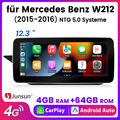 12.3"4+64GB Für Mercedes Benz E-Klasse W212 NTG 5.0 Carplay Autoradio GPS NAV BT