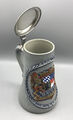 Original King Großer Bierkrug 1 Liter Humpen Bayern Wappen Krug Zinn Deckel Alt