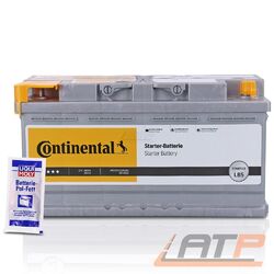 CONTINENTAL AUTOBATTERIE 12V STARTERBATTERIE 90Ah 850A LB5+10g BATTERIE POL-FETTSOFORT EINSATZBEREIT-PREIS ENTHÄLT 7,50 € BATTERIEPFAND