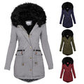 Damen Winter Parka Steppjacke Mit Kapuze Warm Langer Mantel Kapuzenjacke ∈