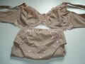 Hunkemöller Bügel-BH + Slip = Set / Gr. 95 E + 2XL beige/ecrù + Spitze w.NEU