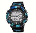 Digital Herren Männer Armband Uhr Camouflage Blau Chronograph Datum Alarm Licht 