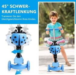 5 in 1 Kinder Roller LED Räder Kinderscooter Dreiradscooter Scooter Cityroller