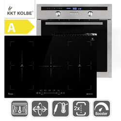 KKT KOLBE Autarkes Herdset 60cm Einbaubackofen 77cm Induktionskochfeld Drehspieß