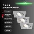 Einbauleuchten Briloner Prisma LED 3er Set Silberfarbig eckig schwenkbar Spots