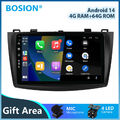 4G+64G Autoradio Für Mazda 3 2010-2013 Android 14 GPS NAVI WIFI 9'' Carplay USB