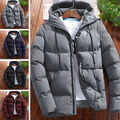 Herren Jacke Steppjacke mit Kapuze Reißverschluss Winter warme Übergangsjacke