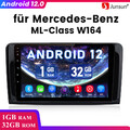 9" Android 12 Autoradio GPS Navi DAB+ Für Mercedes Benz ML350 W164 GL 1+32G SWC