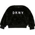 DKNY Kids Webpelz Sweatshirt flauschig schwarz mit Logo Stitching Gr. 134 - 172 