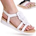 Damen Keilabsatz Sandalen Komfort Plateau Keil Sandaletten Blume