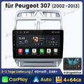 4+64GB Android12 Autoradio Carplay 4G-LTE GPS Navi Für Peugeot 307 SW CC 2002-13