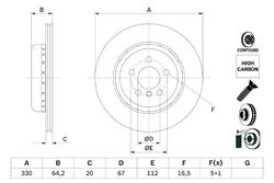 Bosch Bremsscheibe 0986479G14 für BMW X4 + X5 + Van + X3 + Van + G31 2015->