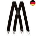 Olata Extra Breite Herren Hosenträger X-Form in Schwarz mit Farbigem Leder und 