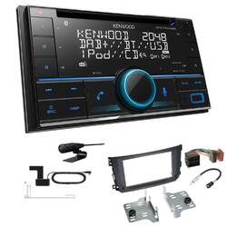 Kenwood 2-DIN Autoradio Bluetooth DAB+ für Smart ForTwo 2010-2015 schwarz