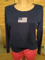 U.S.POLO ASSN. Langarm Shirt Blau Gr. L Rundhals U.S. Flagge 