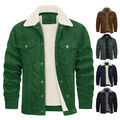 Warme Winterjacke Für Herren Aus Cord Dicker Mit Fleece Gefütterter Mantel DE-ge