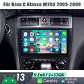 Autoradio 9" Android 13 2+32GB WIFI GPS Navi Für Benz C-Klasse W203 W209 Carplay