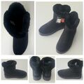 Warm Gefütterte Damen Stiefel Schlupfstiefel Boots Stiefeletten Schwarz Gr. 38