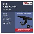 starr Anhängekupplung Westfalia +ES 7 für Seat Altea XL Van 5P5, 5P8 BJ 10.06-