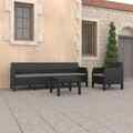 3-tlg. Garten-Lounge-Set mit Kissen PP Rattan Anthrazit GL 7473