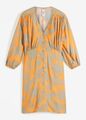 Neu Webkleid mit Muster Gr. 46 Cremeorange Mattschilf Damen-Kleid Sommerkleid