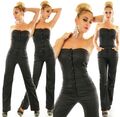 HoT SeXy Damen Bandeau Overall Einteiler Hosenanzug Jumpsuit 34-42 schwarz