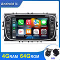 7'' Autoradio Für Ford Focus S-MAX C-MAX Mondeo Android 14 GPS Navi DVD 4+64G BT