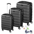 Hartschalenkoffer Kofferset 3-Teilig ABS Reisekoffer Trolley Rollkoffer M-L-XL