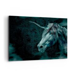 Wandbilder 100x70cm Leinwandbild Computergrafik Pferd Horn Gro� Bilder Wanddeko