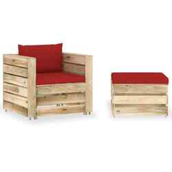 vidaXL 2-tlg. Garten-Lounge-Set mit Kissen Grün Imprägniertes Holz NAR