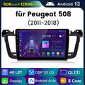 Carplay 6+128GB Für Peugeot 508 2011-2018 Android13 9"Autoradio GPS Navi BT DAB+