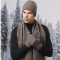 Herren und Damen Winter Mode Warme Mütze Schal Handschuhe Freizeit Dreiteiliges Set