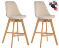 2er Set Barhocker Cannes Samt mit Lehne 4-Fuß Barstuhl Tresenhocker Hocker