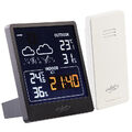 infactory Wetterstation mit Außensensor, VA-Farbdisplay, Wetterprognose, schwarz