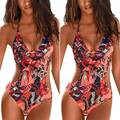 Damen Sexy Blumen Push Up Bikini Monokini Bademode Badeanzug Sommer Schwimmanzug