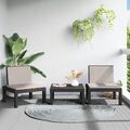 3-tlg. Garten-Lounge-Set mit Kissen Anthrazit PP