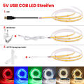 Dimmbar COB LED Streifen Stripe 5V USB/Batterie Sensor Leiste Band Lichterkette